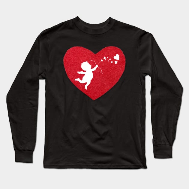 Cupid shoots love in red heart Long Sleeve T-Shirt by Nano-none